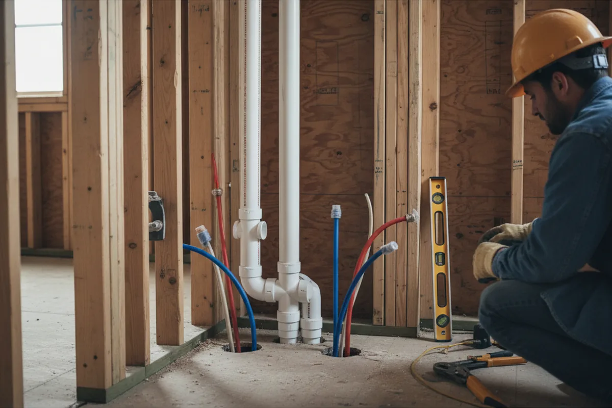 Drain and supply rough-in during Leak Detection in Memphis